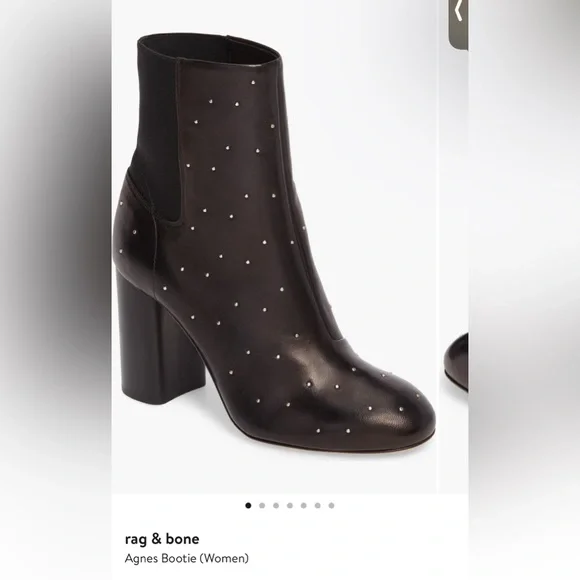 rag & bone Black leather studded ankle boots - Picture 3 of 3